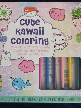 Cute Kawaii Coloring Book Set -New